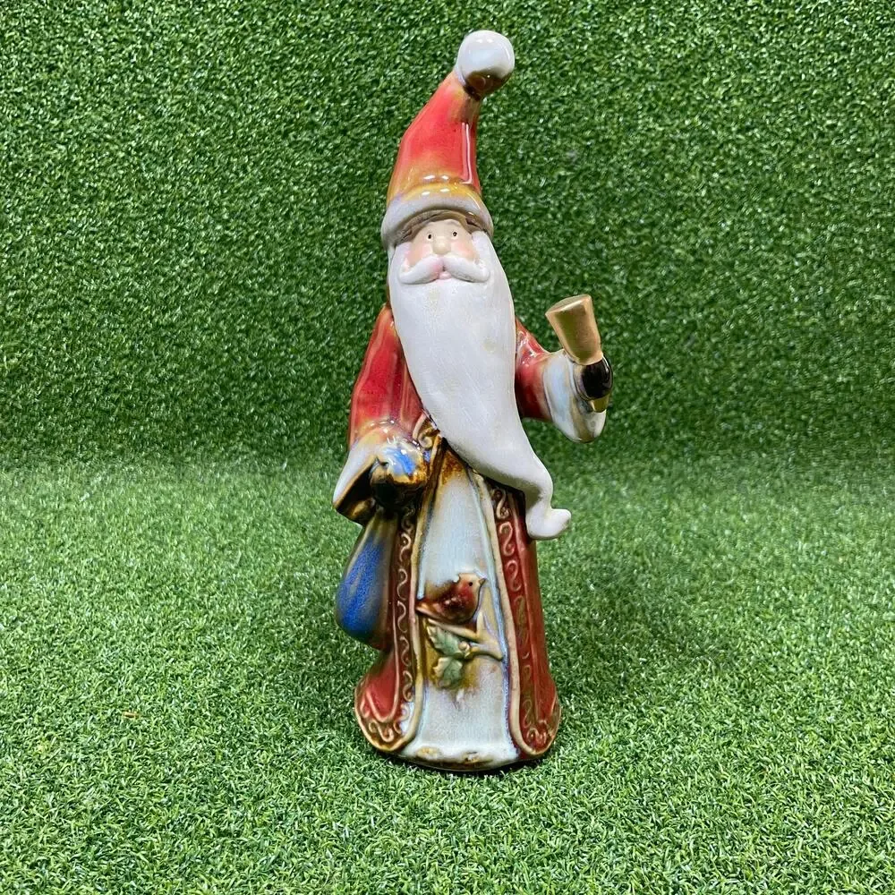 Old World Style Glazed Ceramic Santa Claus Figurine 8